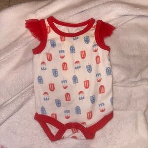 Red and White Baby Onesie with Blue Popsicle Print